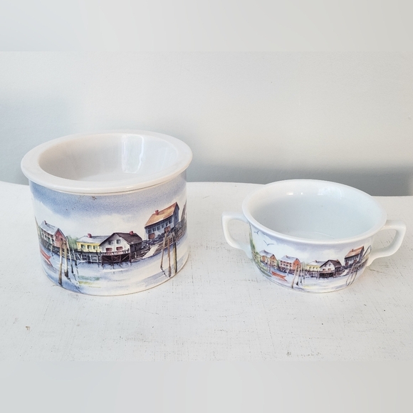 Gourmet Village Other - Gourmet Village Sea Side Dip Warmer/Chiller & Soup Bowl With Handles Set